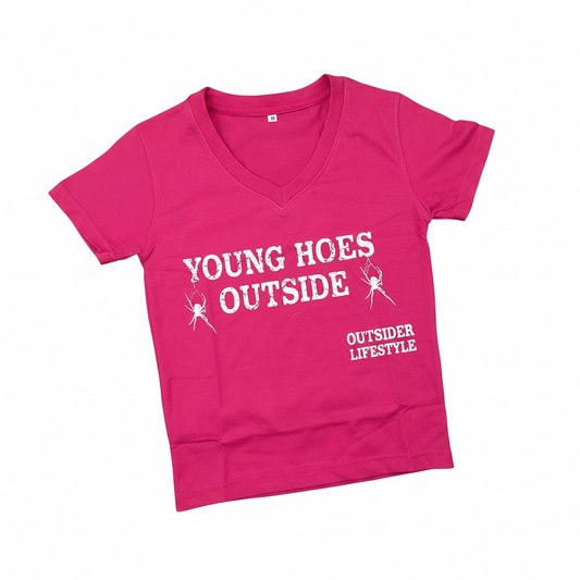 "Young Hoes Outside" Pink Crop Top
