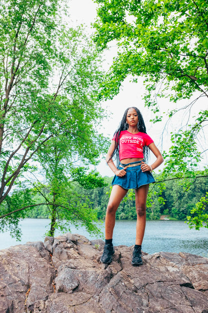 "Young Hoes Outside" Pink Crop Top