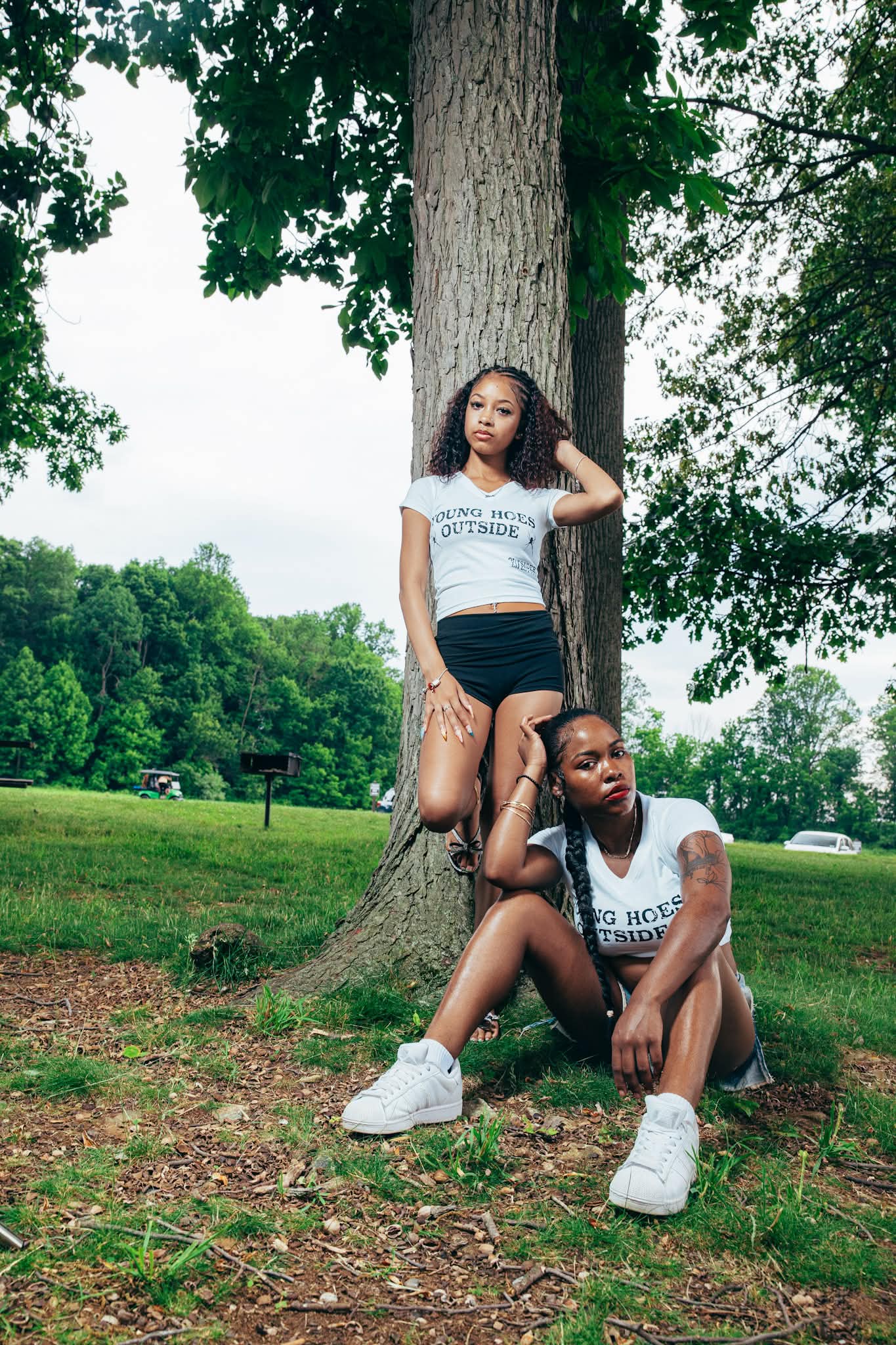 "Young Hoes Outside" White Crop Top