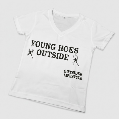 "Young Hoes Outside" White Crop Top